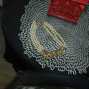 Givenchy Gold Tone with Faux Pearl Choker Necklace